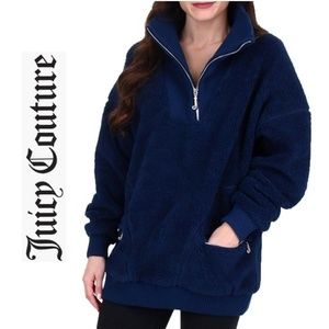 NWT JUICY COUTURE Navy Sherpa Pullover Jacket Coat